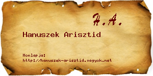 Hanuszek Arisztid névjegykártya